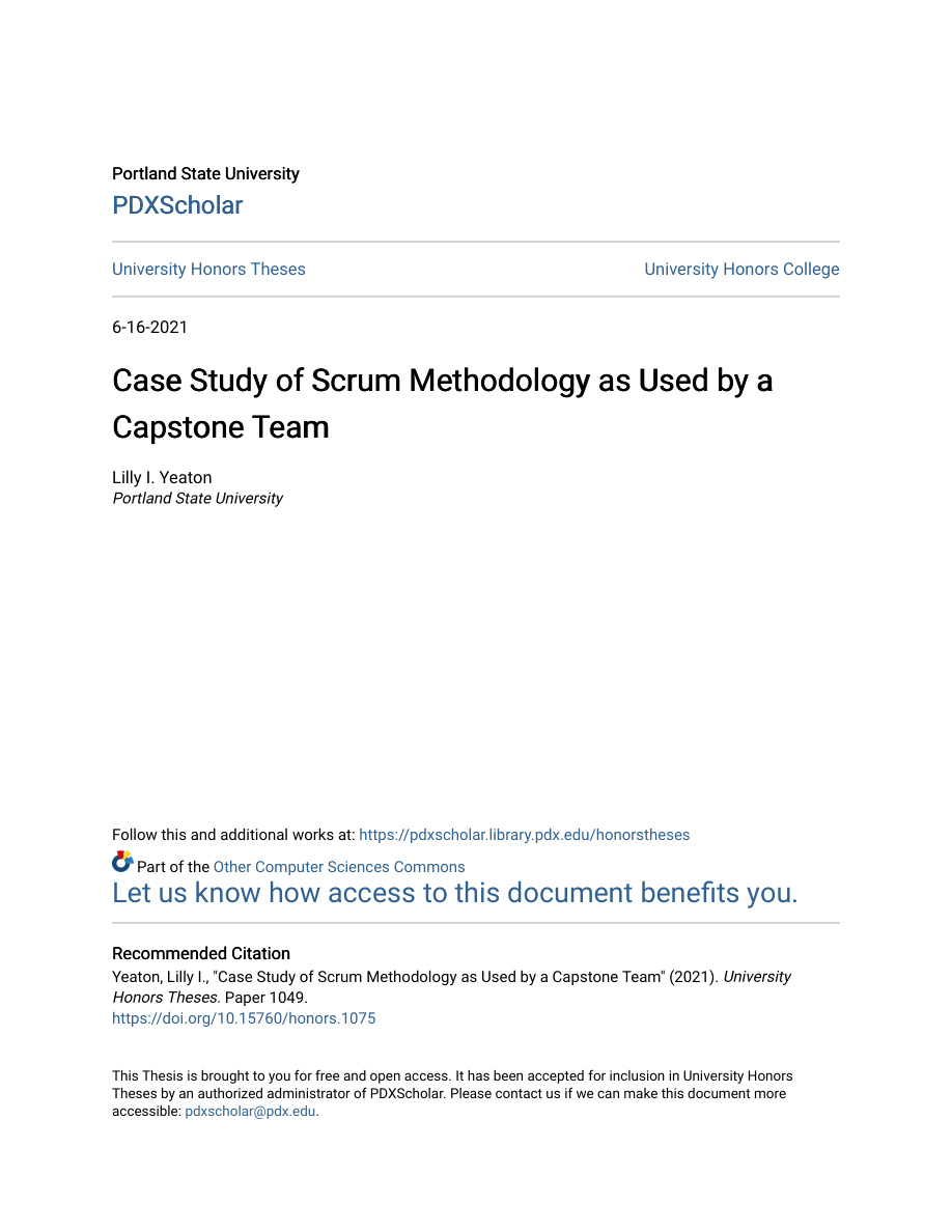 Case Study of Scrum Methodology as Used by a Capstone Team PDF – Unknown