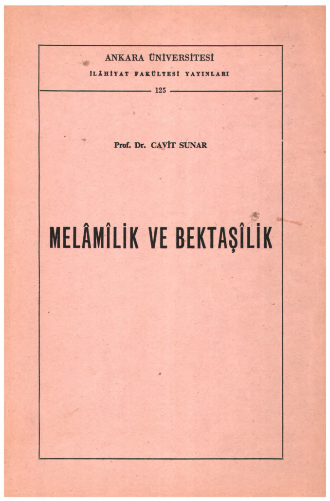 Melâmîlîk ve Bektaşîlik PDF – Cavit Sunar