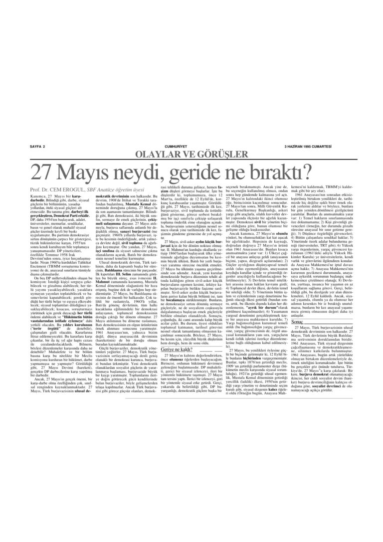 Cem Eroğul 27 Mayıs neydi, geride ne bıraktı Kitap Kapağı