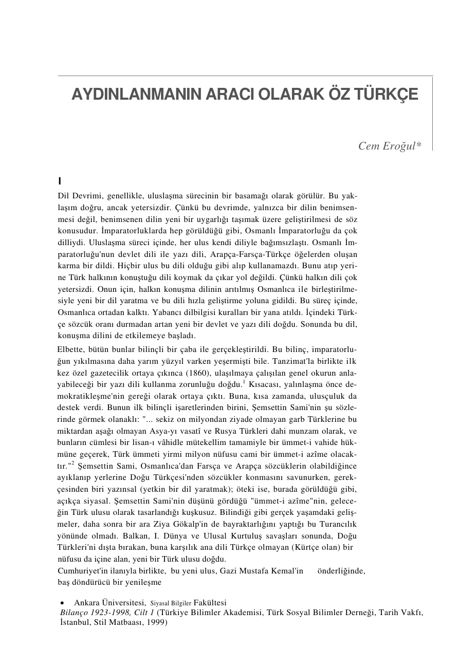Aydınlanmanın Aracı Olarak Öz Türkçe PDF – Cem Eroğul