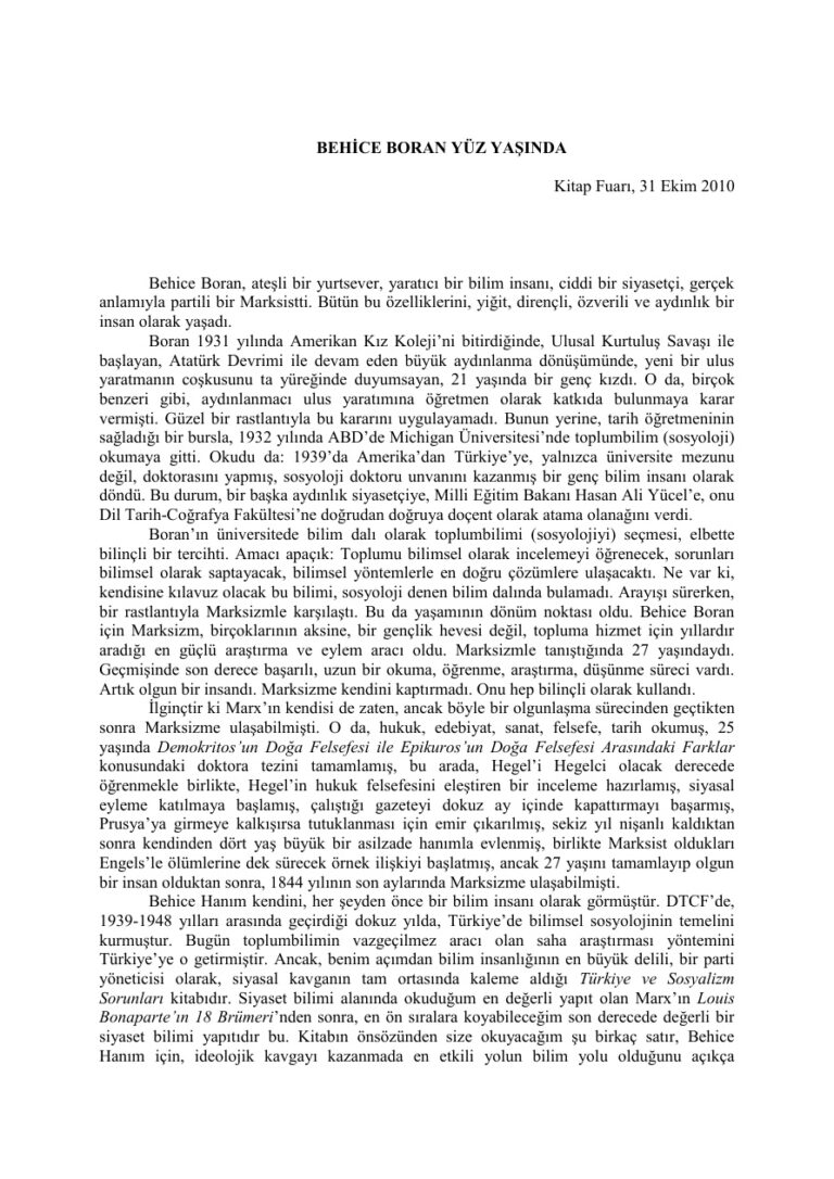 Cem Eroğul Behice Boran Yüz Yaşında Kitap Kapağı