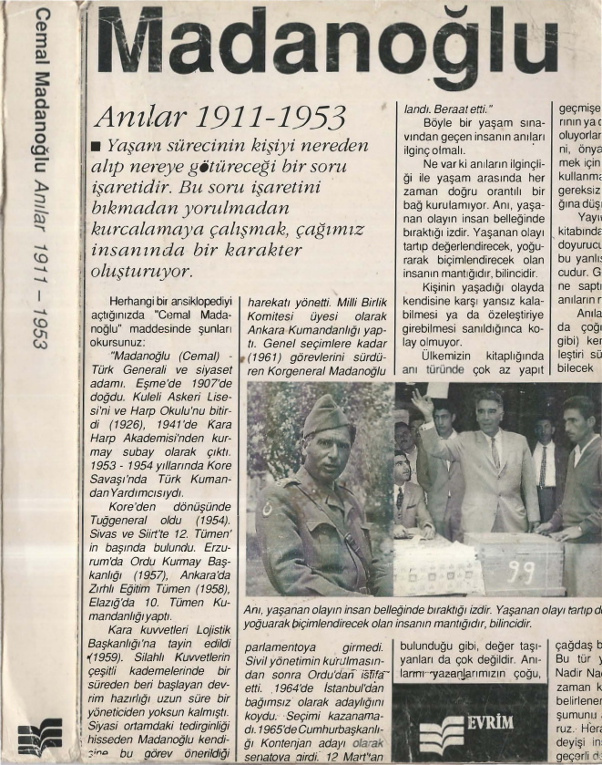 Anılar 1911-1953 PDF – Cemal Madanoğlu