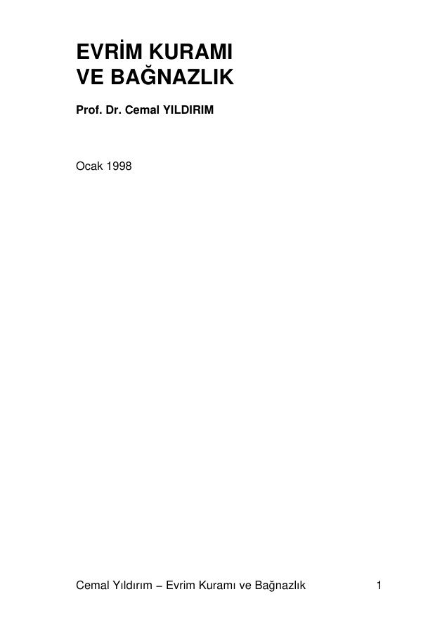 Evrim Kuramı ve Bağnazlık PDF – Cemal Yıldırım