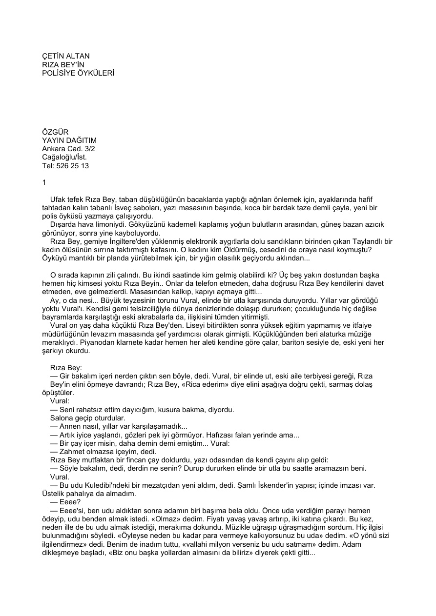 Rıza Bey’in Polisiye Öyküleri PDF – Çetin Altan
