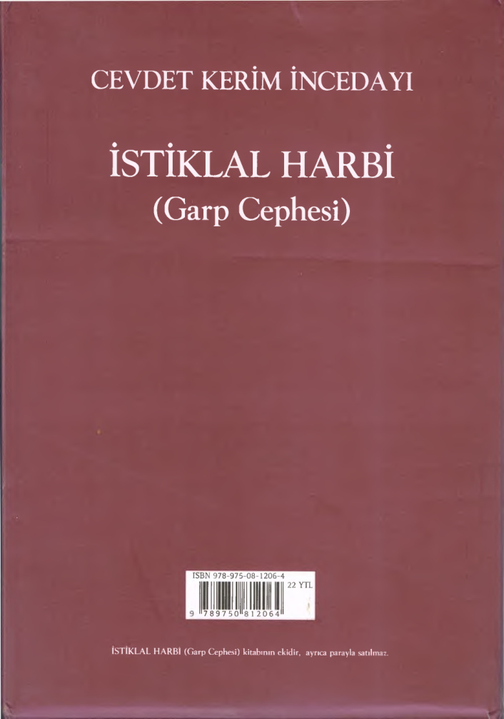 İstiklal Harbi Garp Cephesi Ek Haritalar PDF – Cevdet Kerim İncedayı