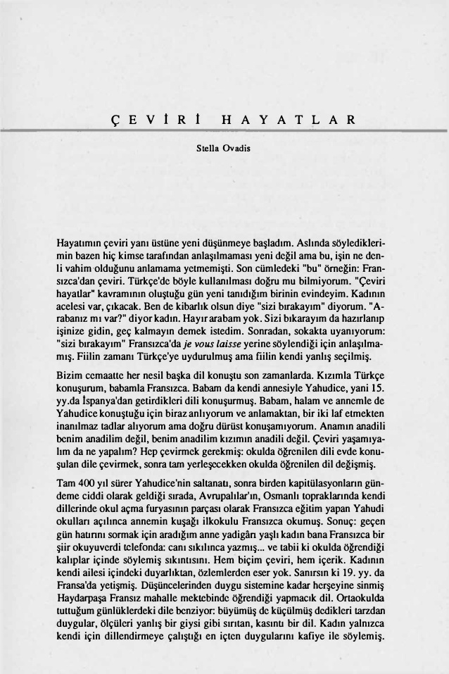 Çeviri Hayatlar PDF – Stella Ovadia