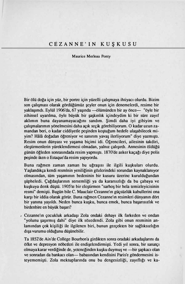Cézanne’ın Kuşkusu PDF – Maurice Merleau-Ponty (Çev: Mehmet Adam)