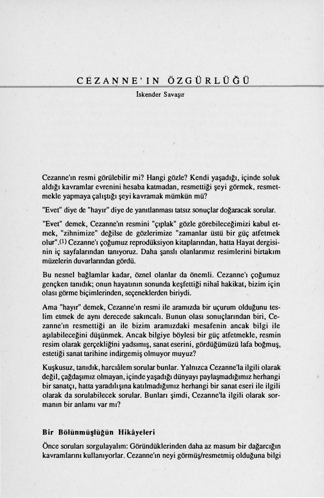 Cézanne’ın Özgürlüğü PDF – İskender Savaşır