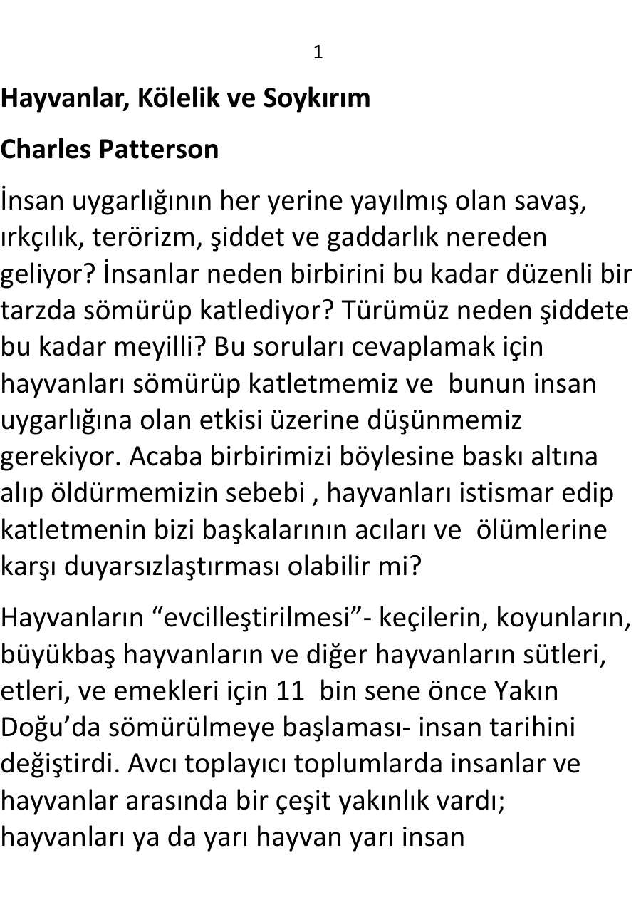 Hayvanlar, Kölelik ve Soykırım PDF – Charles Patterson
