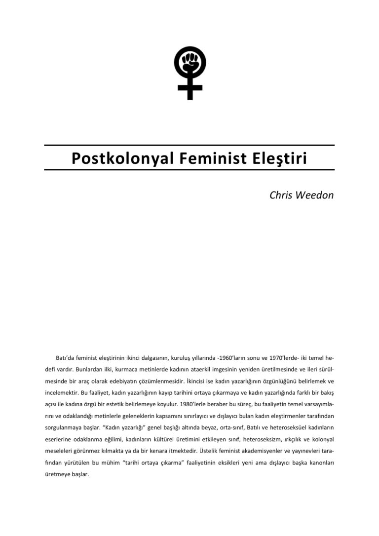 Chris Weedon Postkolonyal Feminist Eleştiri Kitap Kapağı