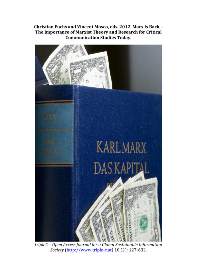 Marx is Back PDF - Christian Fuchs, Vincent Mosco 19 Christian Fuchs & Vincent Mosco Marx is Back Kitap Kapağı