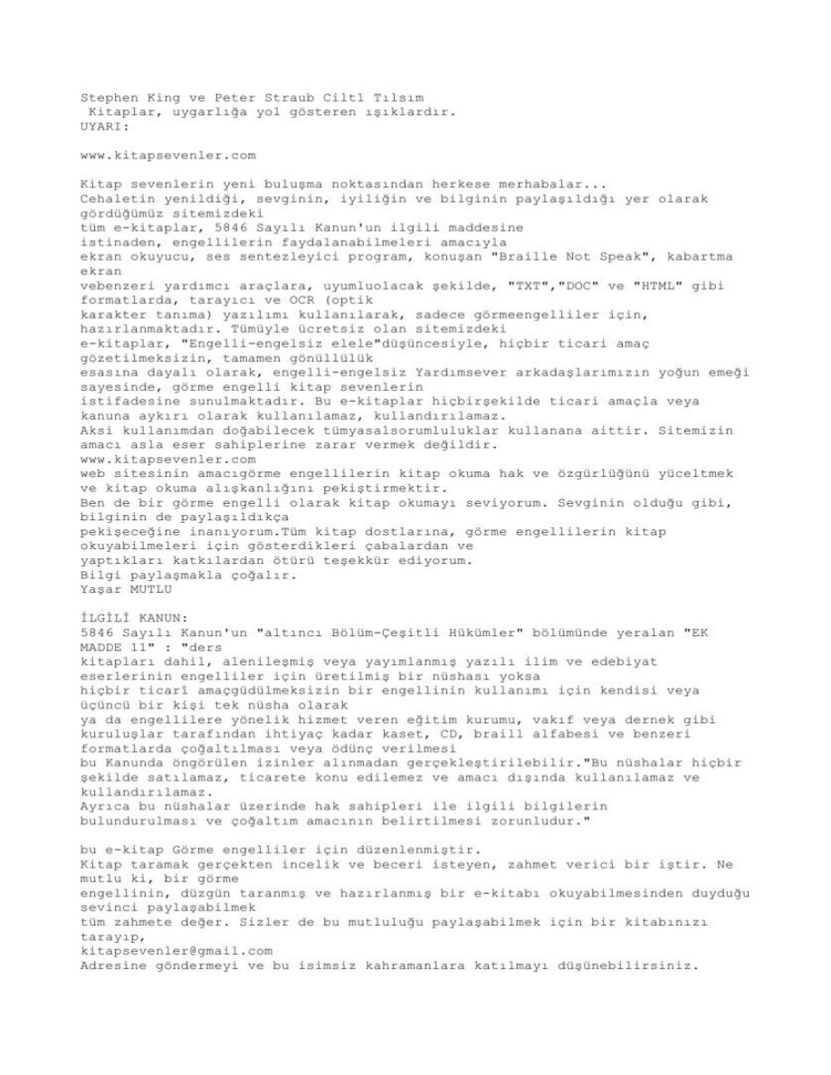 Tılsım 1 PDF – Stephen King, Peter Straub