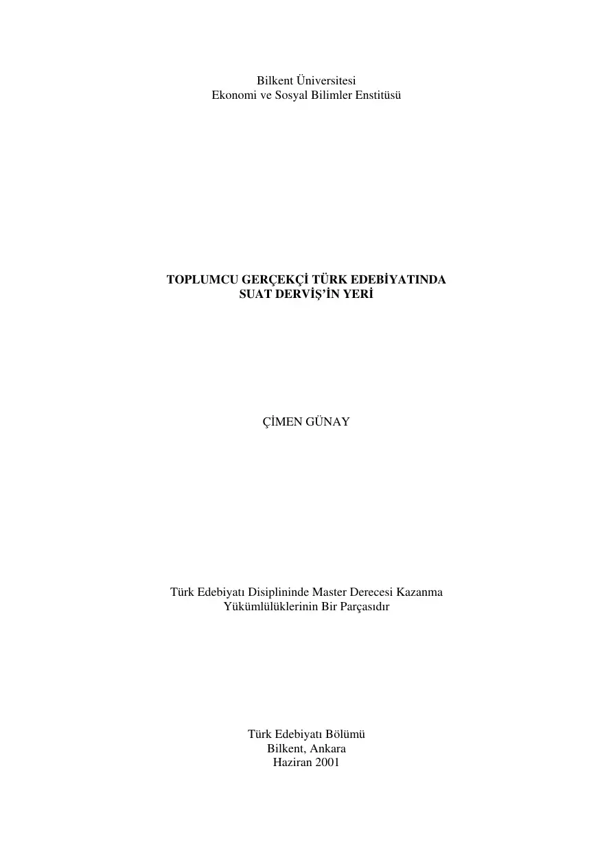 Toplumcu Gerçekçi Türk Edebiyatında Suat Derviş’in Yeri PDF – Çimen Günay