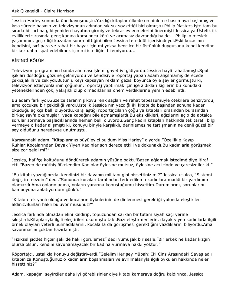 Aşk Çıkageldi PDF – Claire Harrison