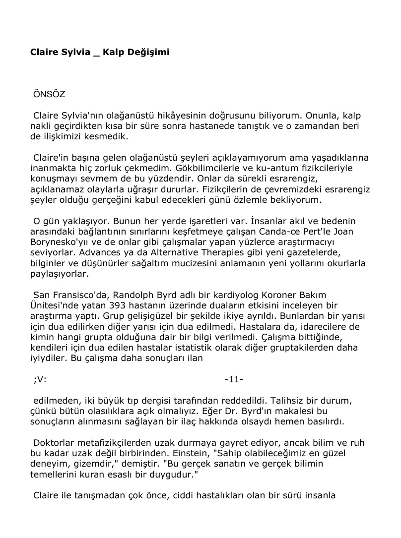 Kalp Değişimi PDF – Claire Sylvia