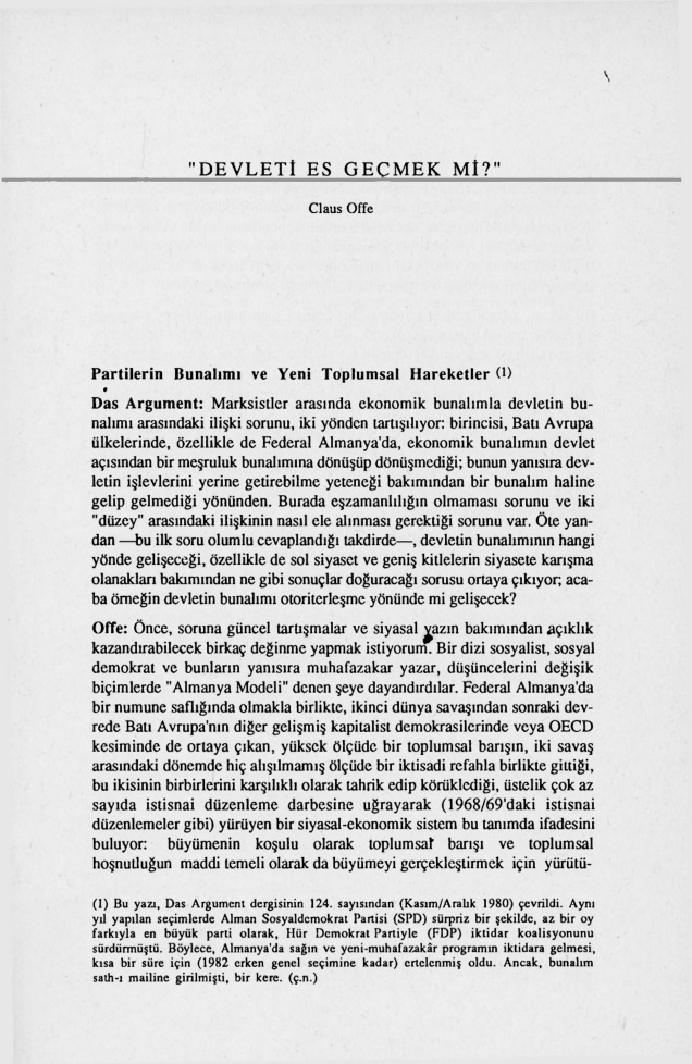 Devleti Es Geçmek mi? PDF – Claus Offe