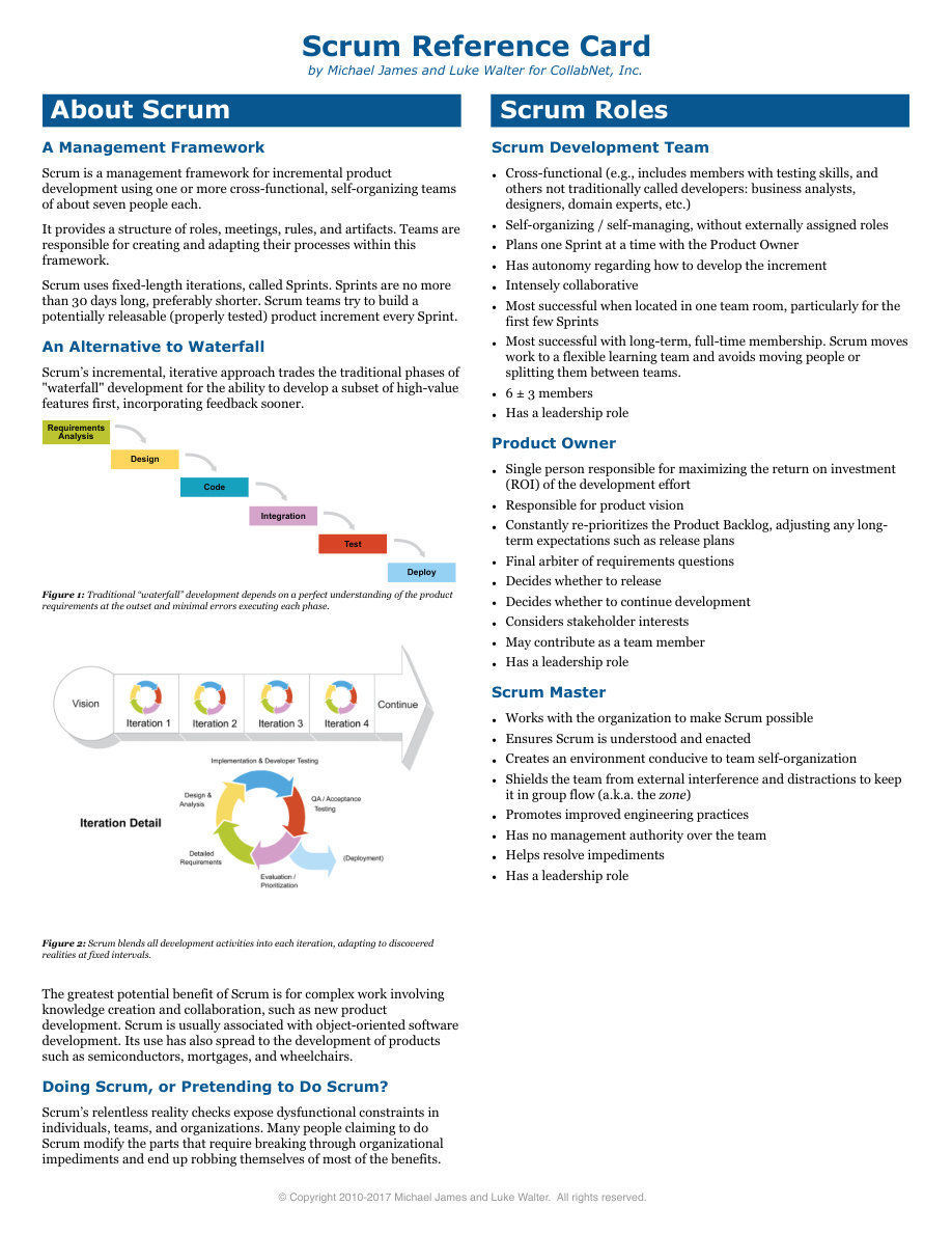 CollabNet Scrum Reference Card PDF – Unknown