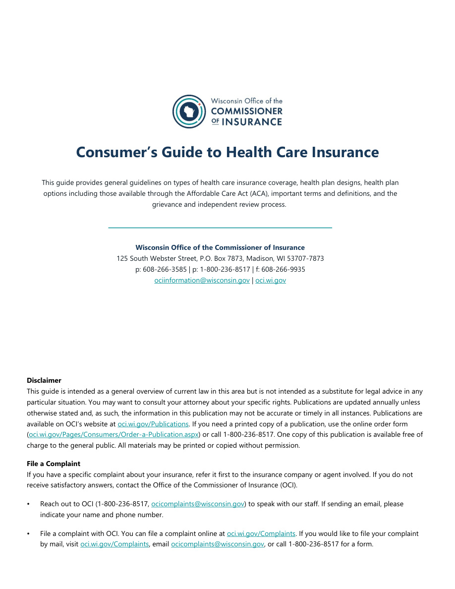 Consumer Guide to Healthcare Insurance PDF – Unknown