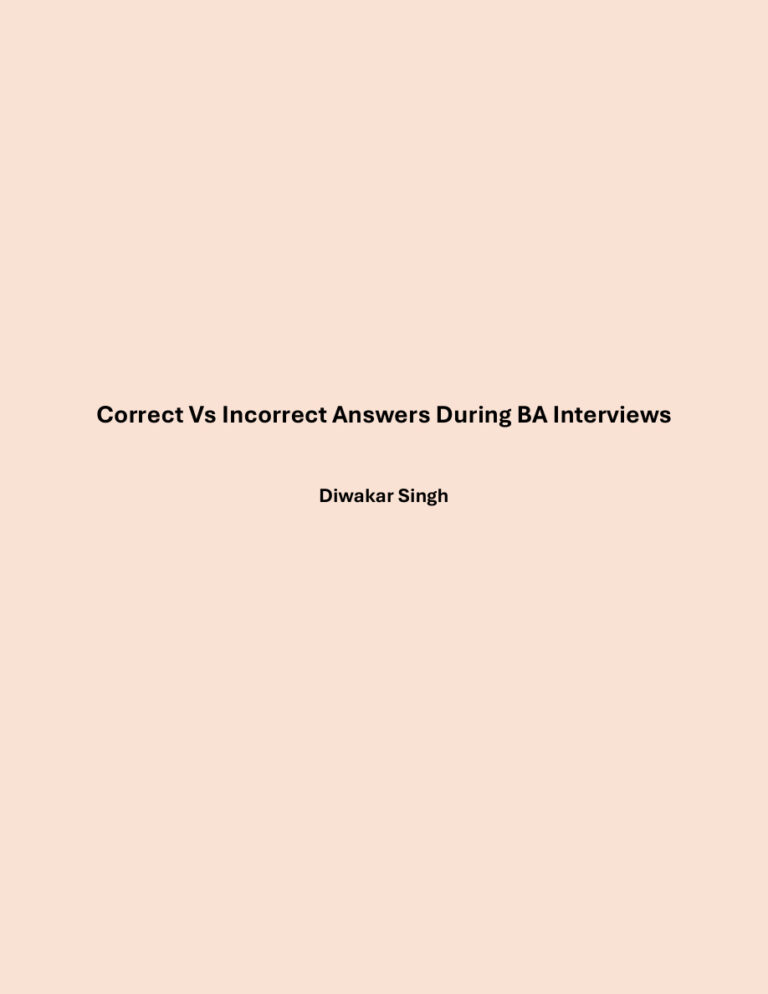 Correct Vs Incorrect Answers During BA Interviews Kitap Kapağı
