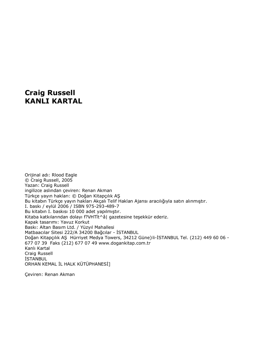 Kanlı Kartal PDF – Craig Russell