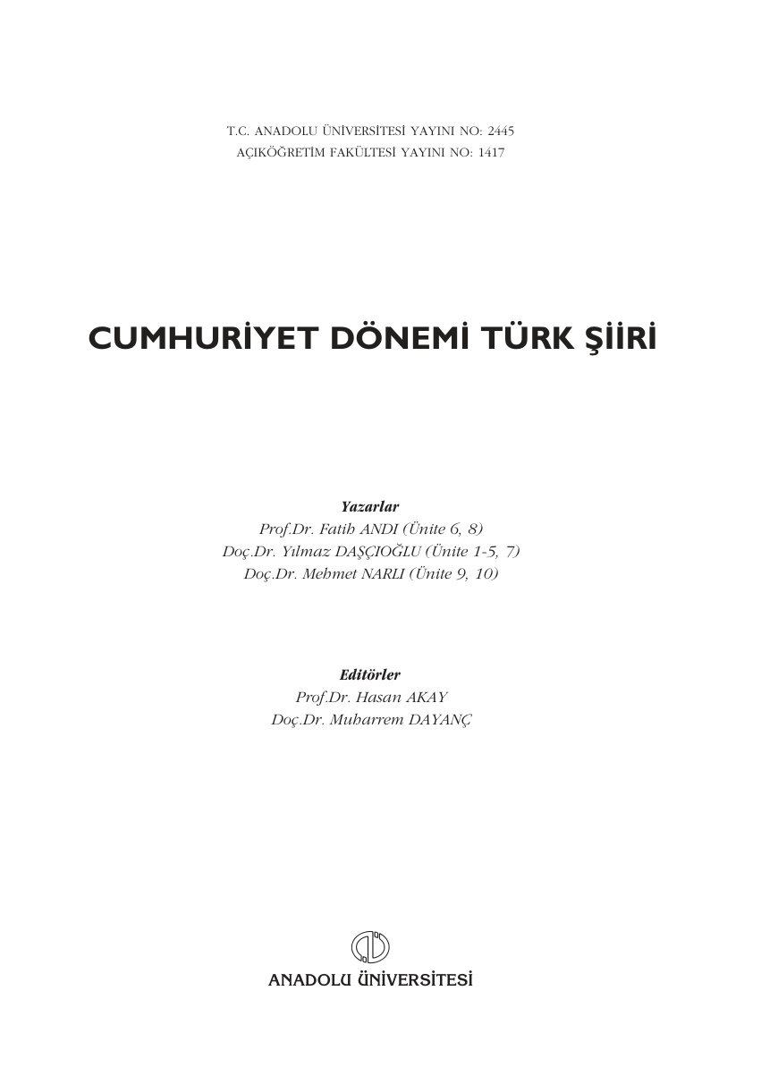 Cumhuriyet Dönemi Türk Şiiri PDF – Kolektif / Araştırma