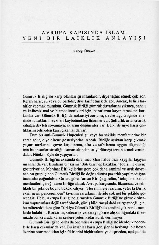 Avrupa Kapısında İslam: Yeni Bir Laiklik Anlayışı PDF – Cüneyt Ülsever