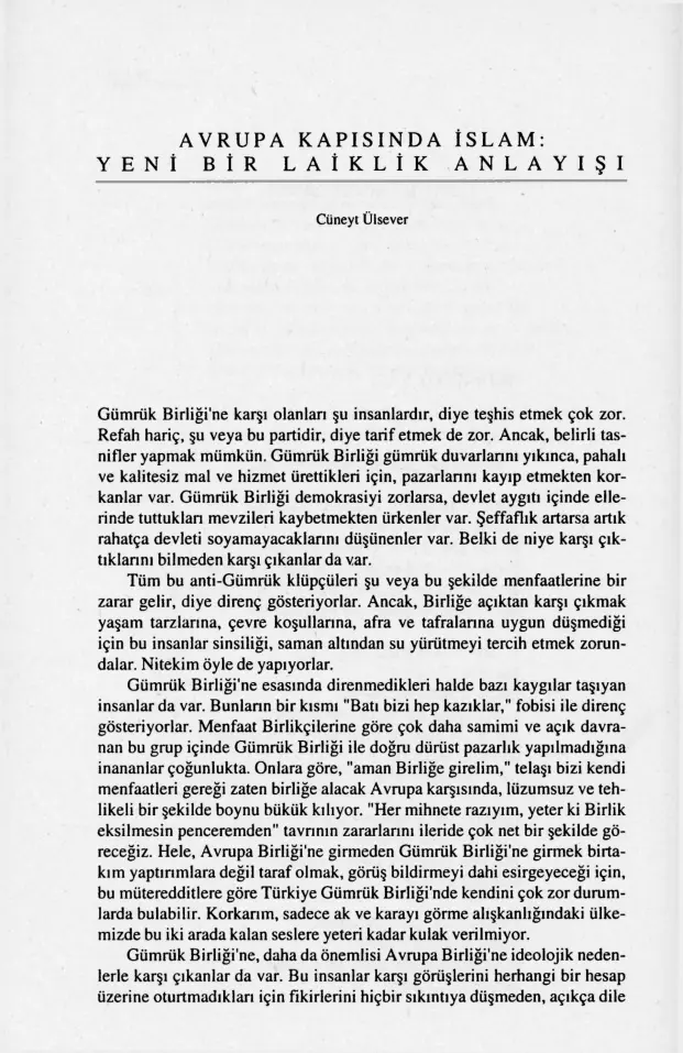 Avrupa Kapısında İslam: Yeni Bir Laiklik Anlayışı PDF – Cüneyt Ülsever