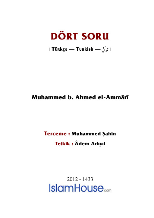DÖRT SORU PDF – Âdem Adıyıl