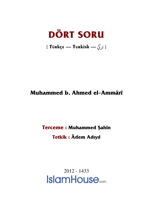 DÖRT SORU PDF – Âdem Adıyıl