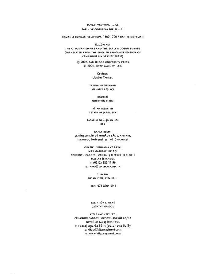 Osmanlı Dünyası ve Avrupa 1300-1700 PDF – Daniel Goffman