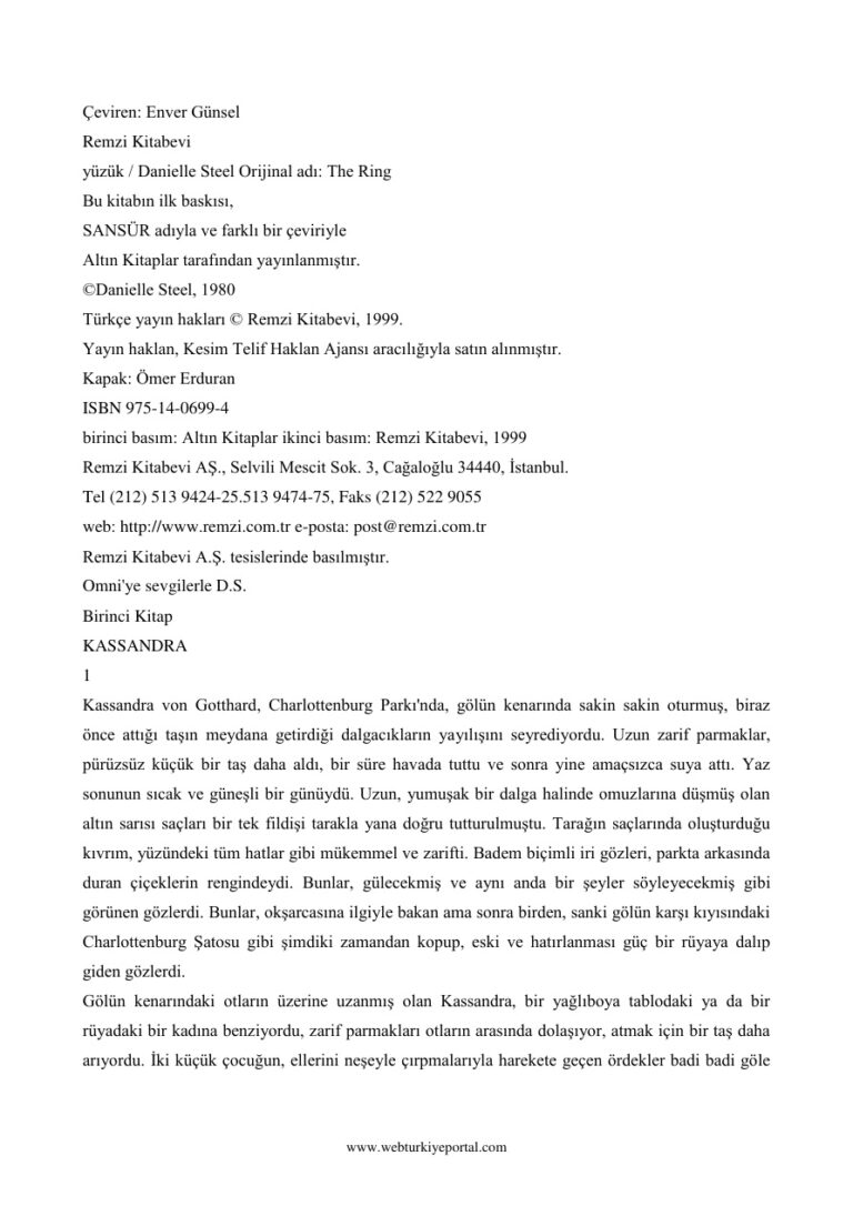 Danielle Steel Yüzük Kitap Kapağı