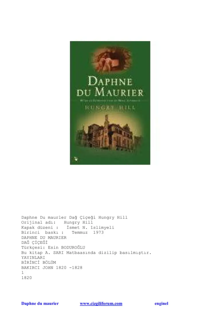 Daphne Du Maurier Dag Cicegi Kitap Kapağı
