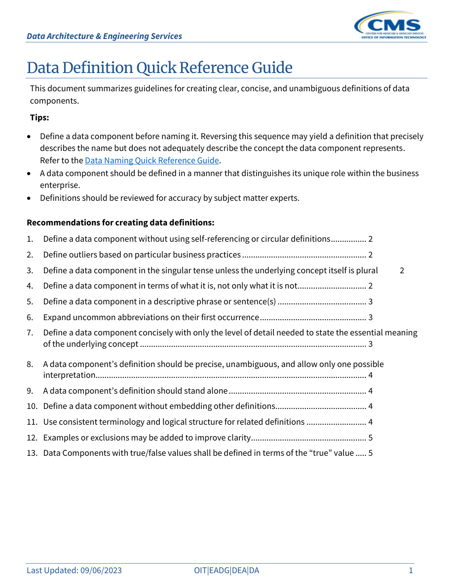 Data Definition Quick Reference Guide PDF – Unknown