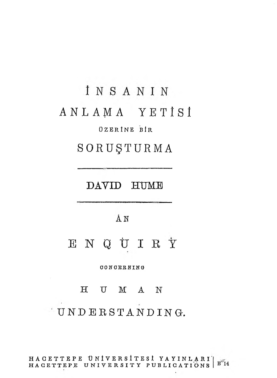 İnsanın Anlama Yetisi Üzerine Bir Soruşturma PDF – David Hume