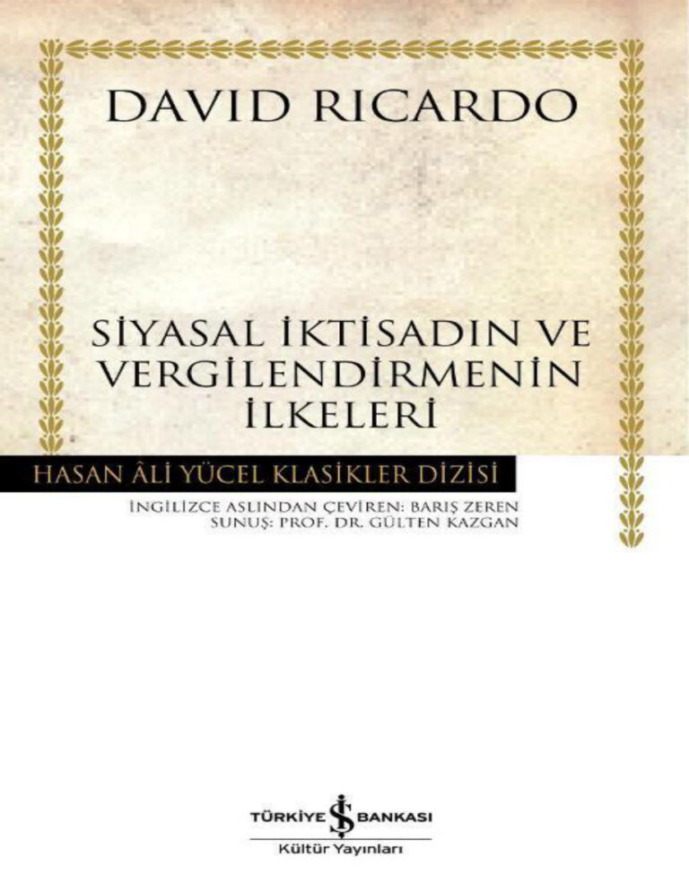 David Ricardo Siyasal İktisadın ve Vergilendirmenin İlkeleri Kitap Kapağı