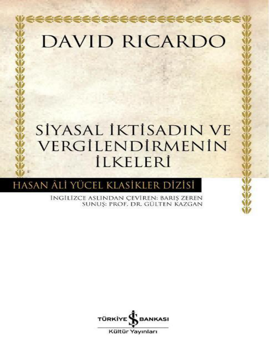 Siyasal İktisadın ve Vergilendirmenin İlkeleri PDF – David Ricardo