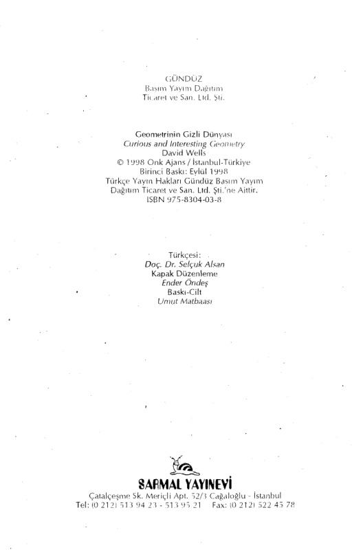 Geometrin Gizli Dünyası PDF – David Wells