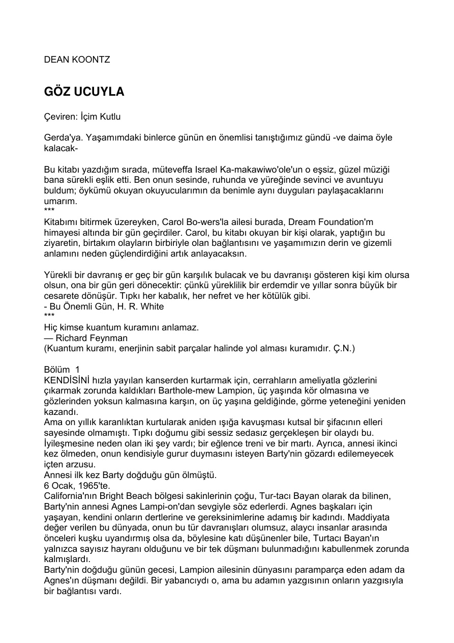Göz Ucuyla PDF – Dean R. Koontz