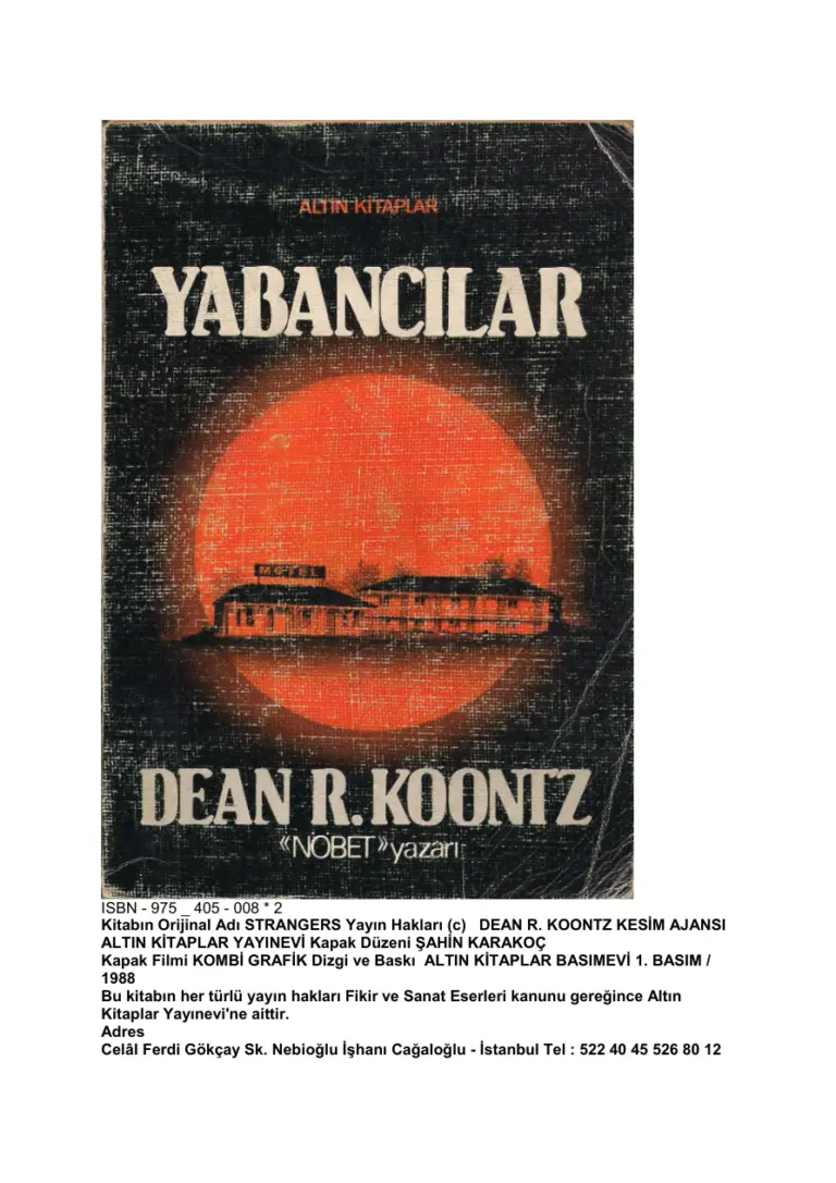 Dean R.Koontz Yabancilar Kitap Kapağı