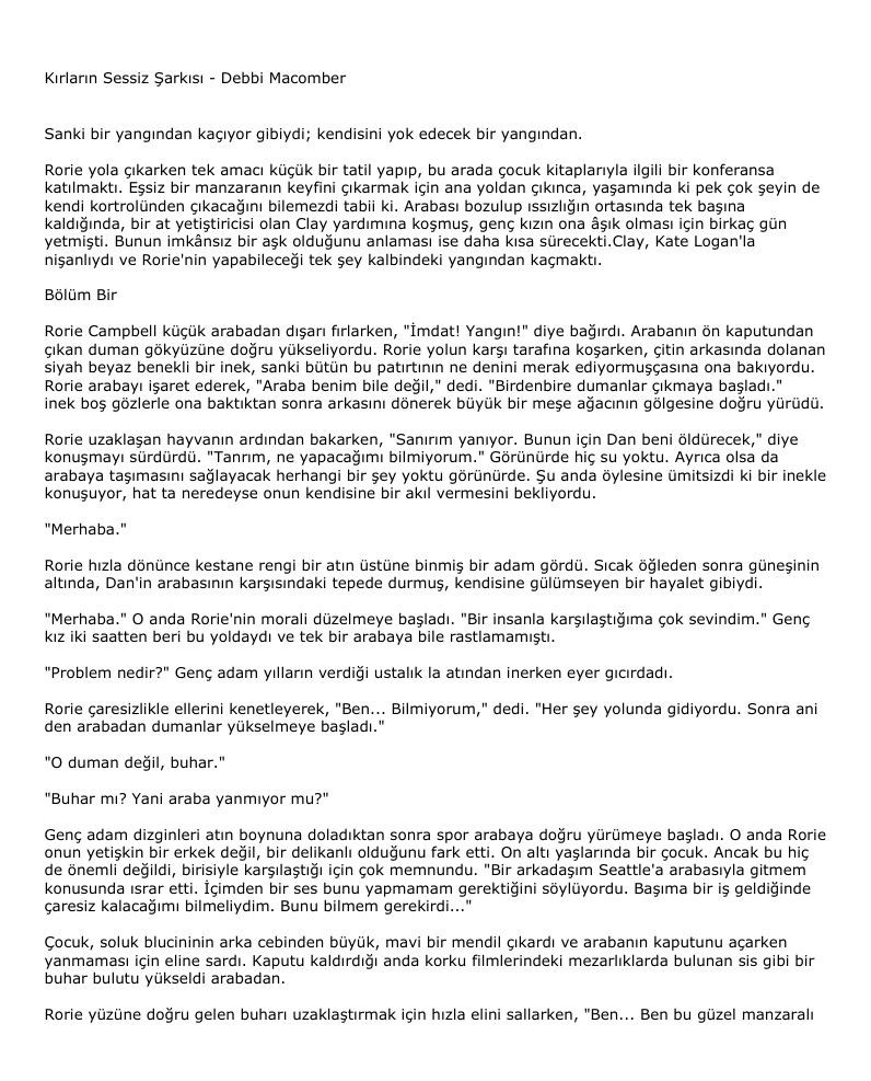 Kırların Sessiz Şarkısı PDF – Debbie Macomber