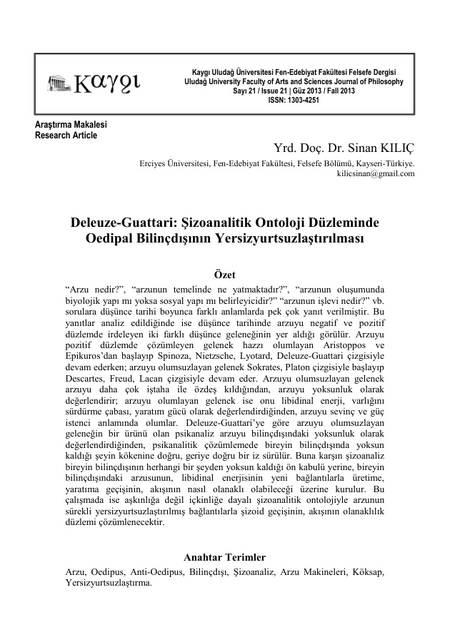 Oedipal Bilinçdışının Yersizyurtsuzlaştırılması PDF – Gilles Deleuze, Félix Guattari