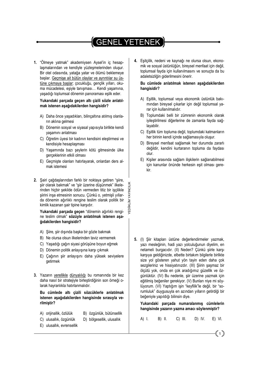 Deneme 6: KPSS Genel Yetenek PDF – Kolektif / Sınav Hazırlık