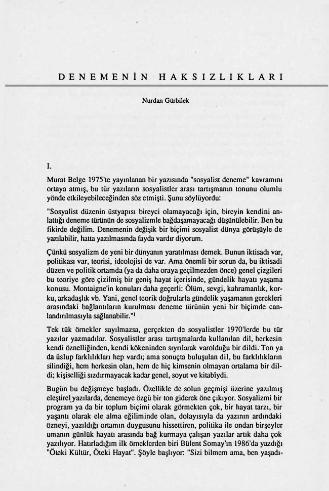 Denemenin Haksızlıkları PDF – Nurdan Gürbilek