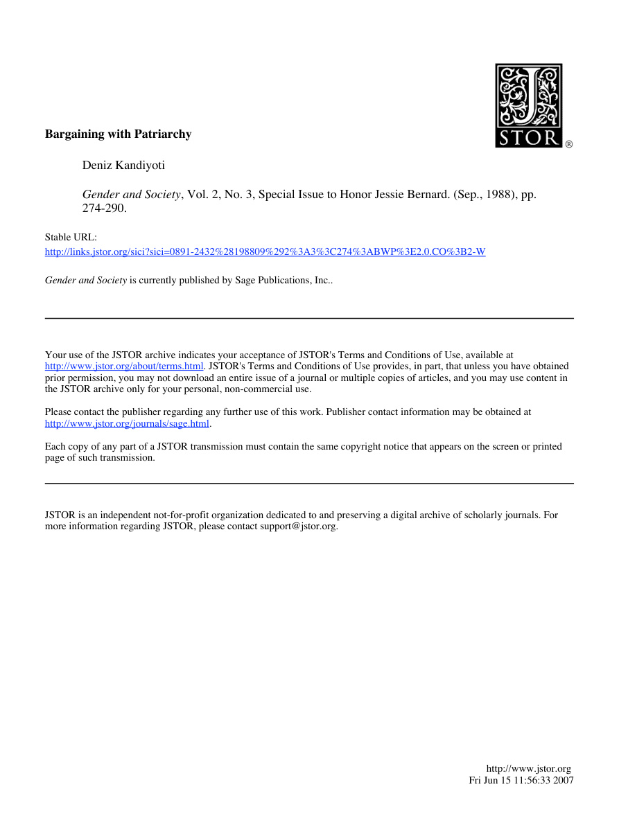 Bargaining with Patriarchy PDF – Deniz Kandiyoti