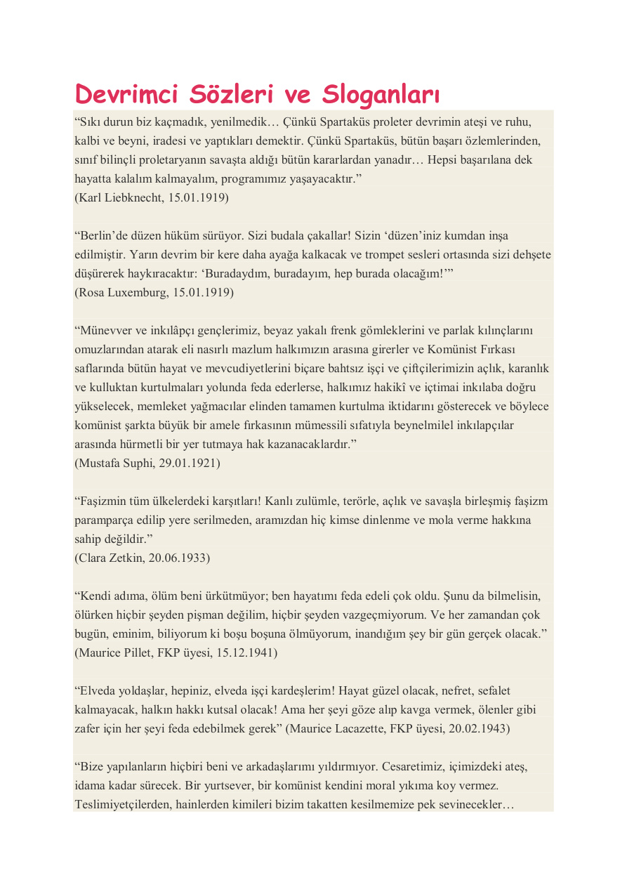 Devrimci Sözleri ve Sloganları PDF – Anonim / Kolektif
