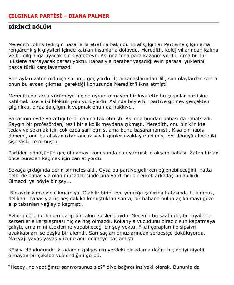 Çılgınlar Partisi PDF – Diana Palmer