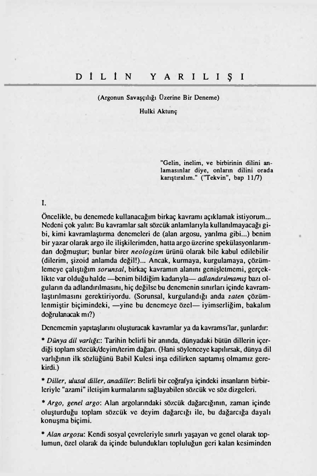 Dilin Yarılışı PDF – Hulki Aktunç