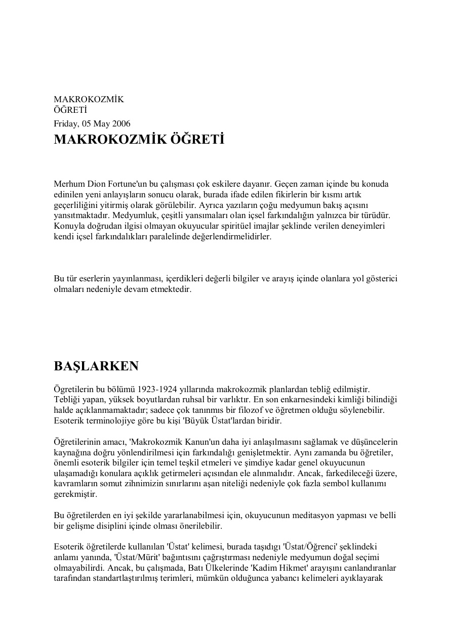Makro Kozmik Öğreti PDF – Dion Fortune