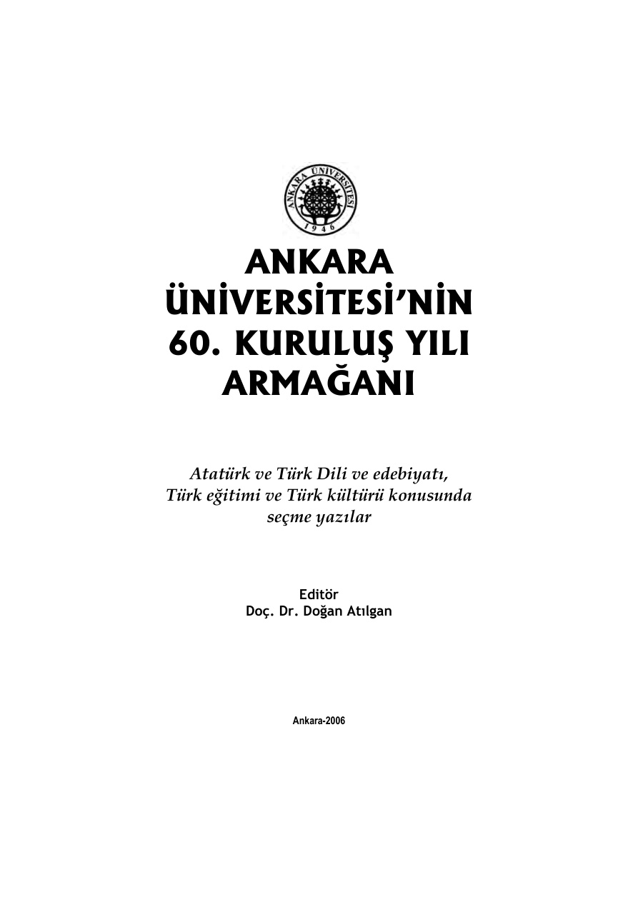 Ankara Üniversitesi’nin 60. Kuruluş Yılı Armağanı PDF – Doğan Atılgan (Derleyen)