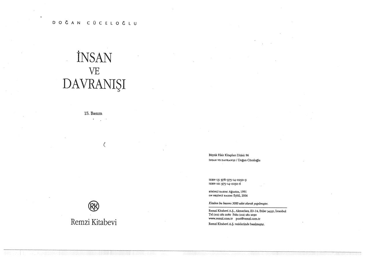 İnsan ve Davranışı PDF – Doğan Cüceloğlu